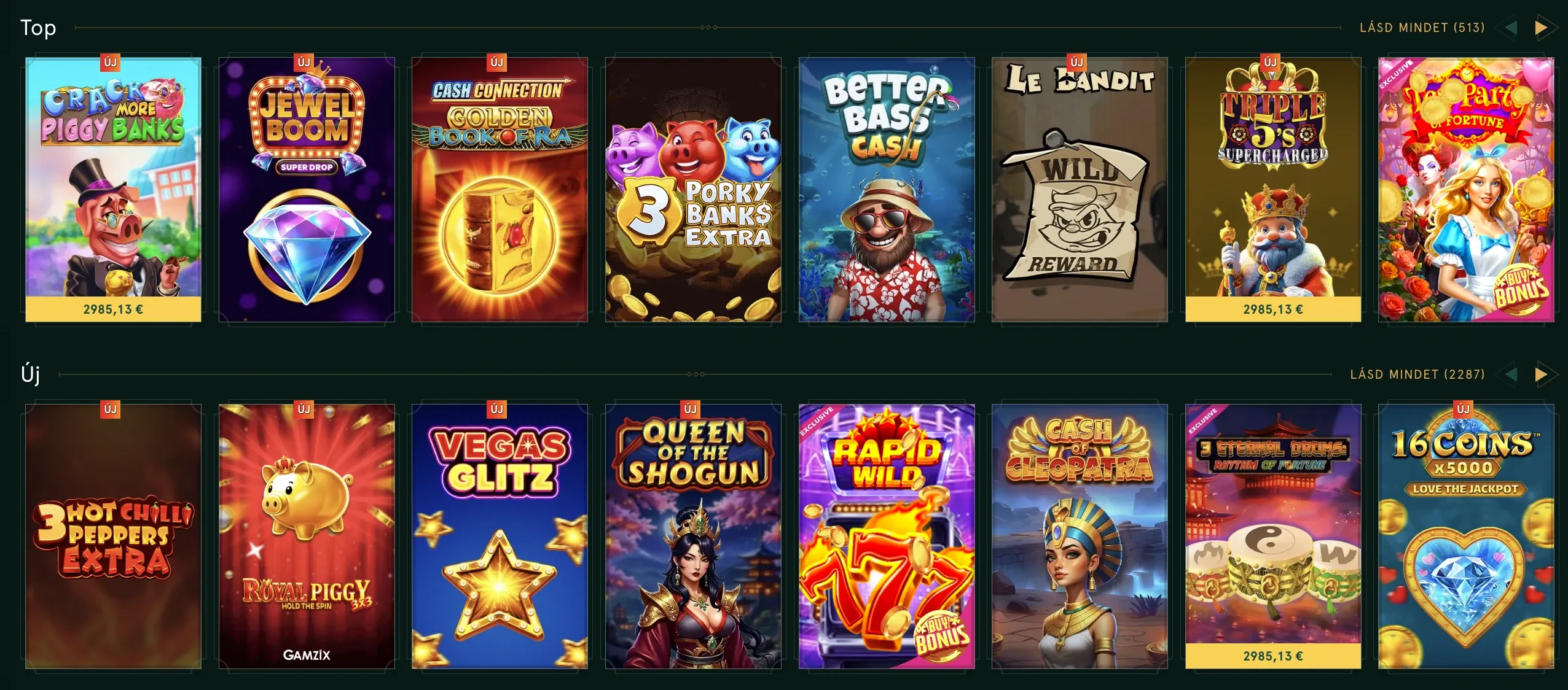 Casinia kaszinójátékok